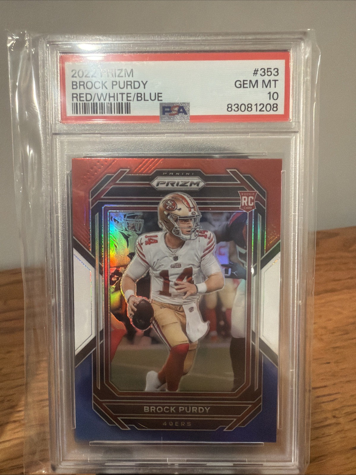 2022 Panini Prizm Brock Purdy #353 Red White Blue Prizm (RC) PSA GEM MT 10