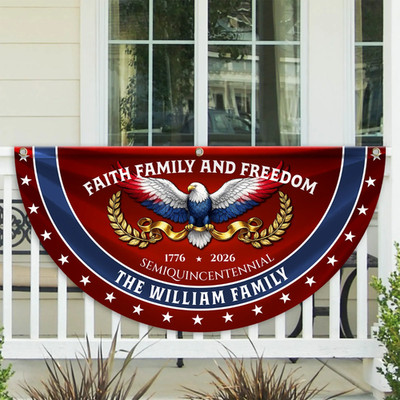 Personalized Faith Family Freedom Patriotic Fan Flag, 250th Anniversary Banner