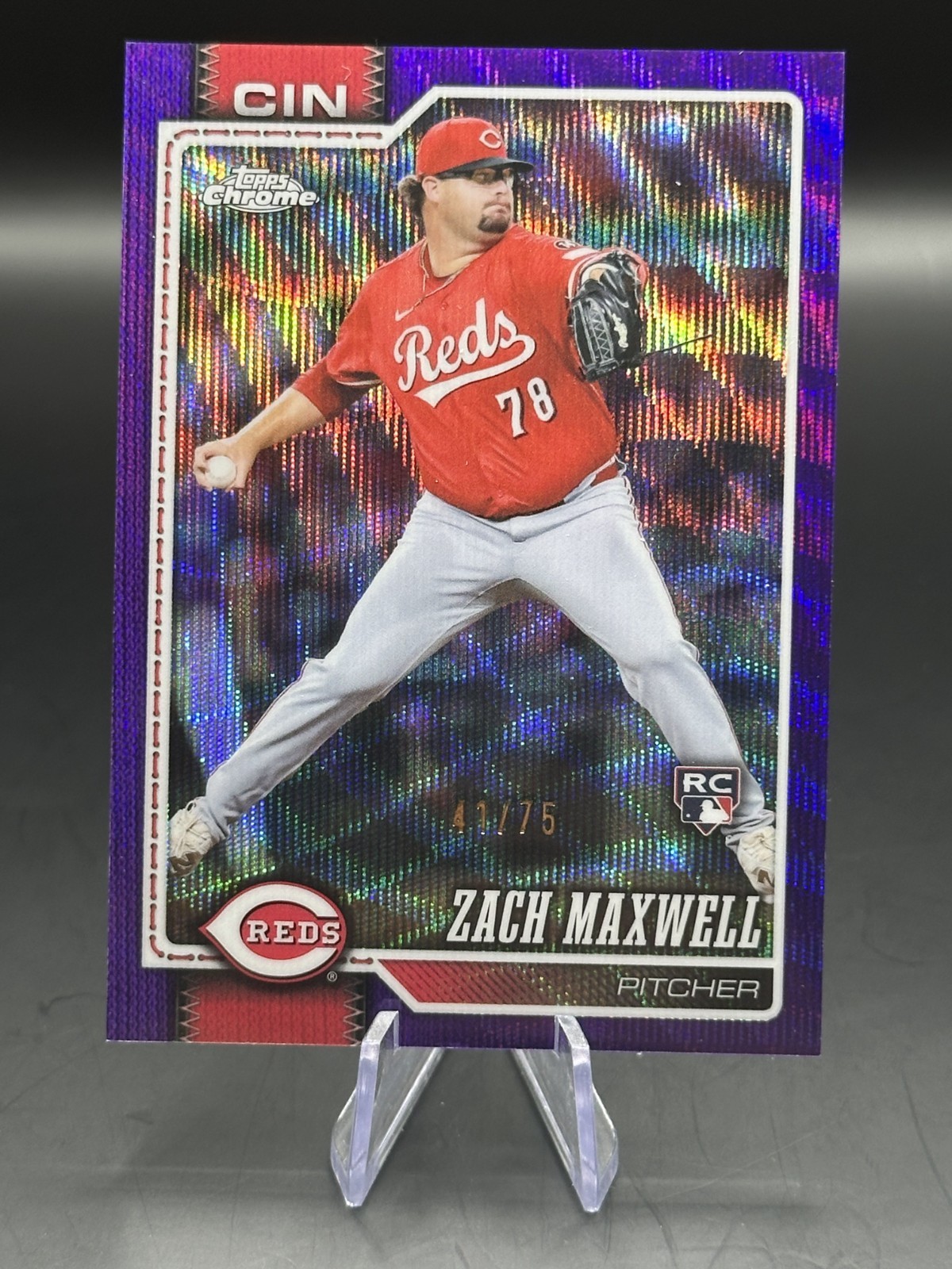 2026 Topps Chrome Zach Maxwell Reds Rookie Purple Wave Refractor /75