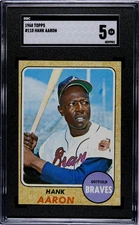 1968 Topps #110 Hammering Hank Aaron SGC 5 EX, HOF HOME RUN KING, TBC
