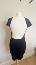 Miss Selfridge Black Bodycon Mini Dress S-M  Open Back | New Without Tags