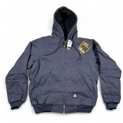 Berne Men s M Insulated Duck Canvas Work Jacket Blue Hooded NWT