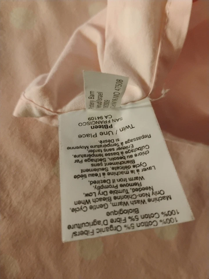 Funda nórdica PB Teen Twin Pottery Barn rosa y blanco a lunares 100 % algodón orgánico Foto 4 de 4