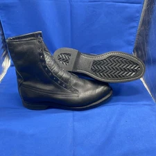 Addison Shoe Company Vintage Black Leather Military Boots Mens 12D 1981 - 68109