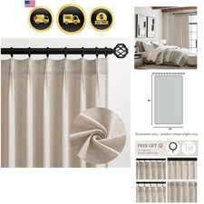 Oatmeal Beige Pinch Pleated Curtains 84 Inches Long for Living Room 2 Panels ...