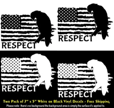 Respect the Flag Bald Eagle American Flag Two 7" x 5" Vinyl Decal Vehicle Window