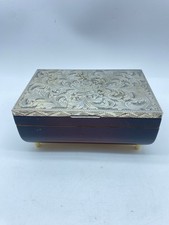 Carillon vintage  in legno scatola portagioie coperchio argento 800.