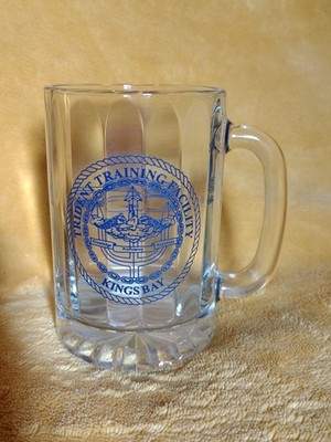 Vintage U.S. Navy Trident Training Facility Kings Bay Glass Mug - Rare 
