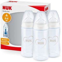 NUK First Choice+ Babyflasche Set 0-6M Temperaturanzeige Silikon Anti-Colic