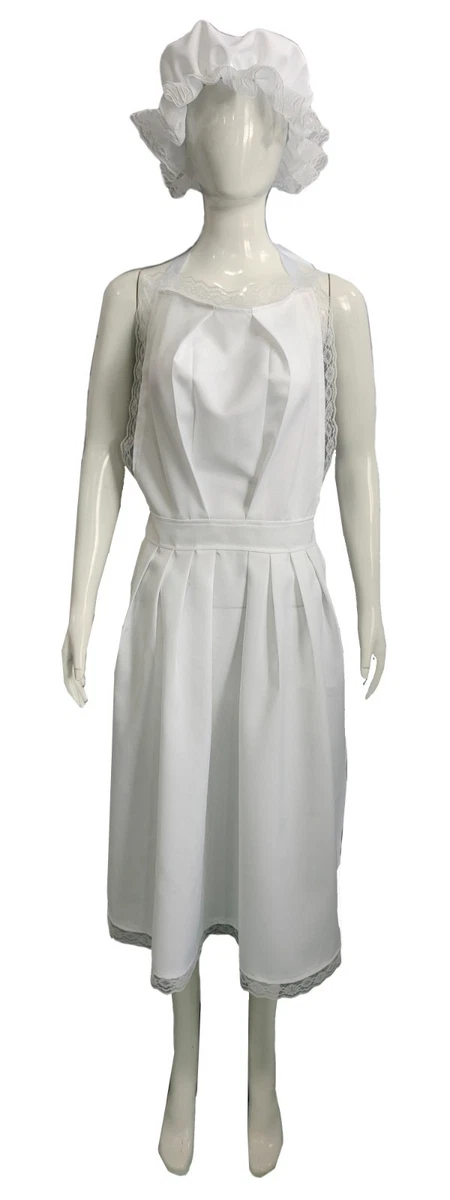 Damas Victoriano Mucama Encaje Delantal Mop Sombrero Gorra Adulto Eduardiano Servir Vestido Elegante