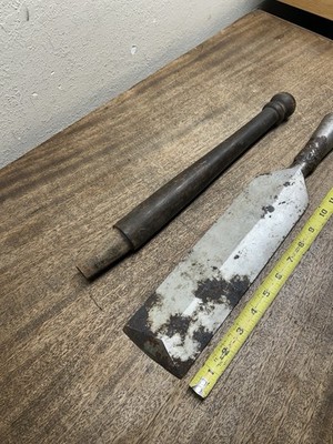 ANTIQUE JAMES SWAN TIMBER FRAMING SLICK CHISEL 3'' WIDE w/ wood handle & original