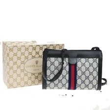GUCCI Sherry GG Pattern Crossbody Shoulder Bag PVC Leather Navy Italy 01KC548