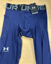 Under Armour 1361588 Men Navy Blue HeatGear Compression 3/4 Leggings Large (6374