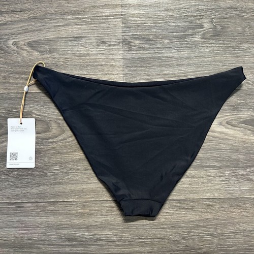 Costume da bagno nuovo con etichette Quince italiano demi bikini top vita bassa fondo nero medio - Foto 6 di 9