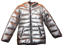 Under Armour Girls Puffer Jacket / Coat Size Youth L Metallic Pewter  Silver 
