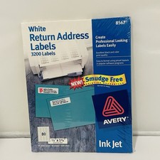 Avery # 8567 Étiquettes d’adresse de retour blanches 3200 étiquettes 1/2”x 1 3/4”