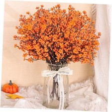10Pcs Fake Fall Flowers Baby Breath Artificial Flowers Real Silk Floral Orange