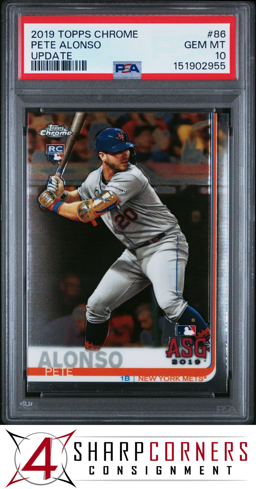 2019 TOPPS CHROME UPDATE #86 PETE PETER ALONSO RC METS PSA 10