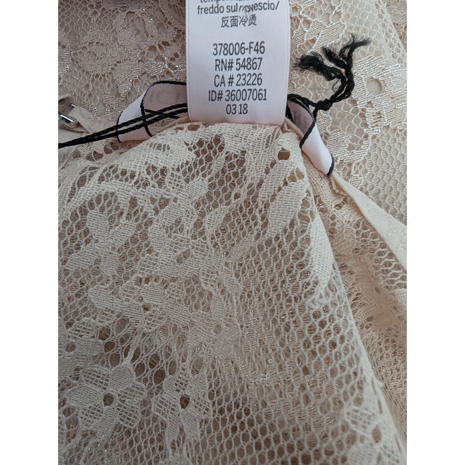 UNDERCOVER Abito Victoria’s Secret Dream Angels pizzo floreale e anello slip grande avorio antico