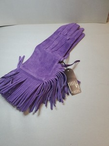 Roeckl Women's Purple Suede Wrist Gloves Fringe Western Solid Size 6