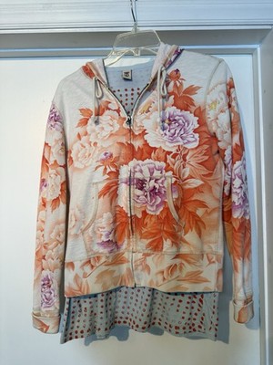 Y2K Lucky Brand Orange Flower Hoodie Small And T Shirt Xl 