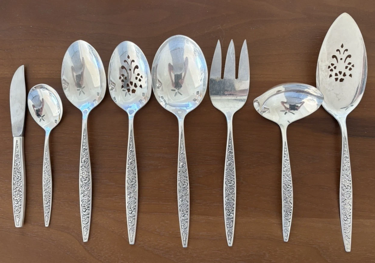 Vintage Oneida Community TANGIER Silverplate 8 Piece Hostess Set Serve Ware