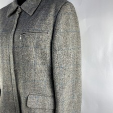 Ralph Lauren Herringbone Tweed Equestrian Zip Shetland Wool Jacket Size 10