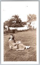 Vtg B&W Snapshot Smiling Young Woman In Graduation Gown And Mortarboard 1950s