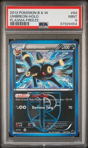 2013 POKEMON BLACK & WHITE PLASMA FREEZE #64 UMBREON-HOLO PSA 9