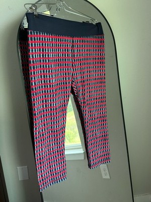Tory Burch Sport Women's Athletic  Leggings Blue Red Size XL