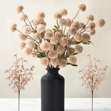 10pcs Fake Silk Pompon Mum Artificial Flowers, Bulk Faux Mini Chrysanthemums,...