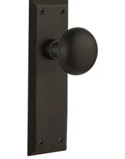 New Nostalgic Warehouse New York Door Knob With Plate In Oil Rubbed Bronze