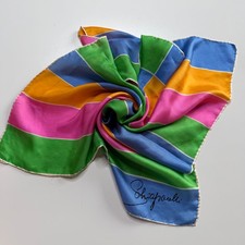 SCHIAPARELLI Vintage Silk Scarf Multicolor Striped Hand Rolled Women's Japan