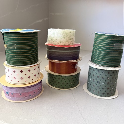 Vintage Holiday Wrapping Ribbon Various Sizes And Colors Brands  Lot Of 9