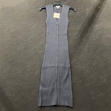 Calvin Klein Cotton Rib V-Neck Dress Women's Size M Navy