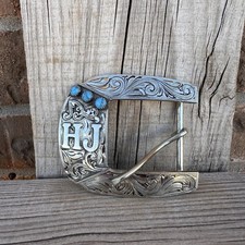 Cowboy Trophy Rodeo Style Belt Buckle with hj
