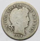 1908-D 10c Barber Silver Dime - RAW - Nice Denver Minted Coin