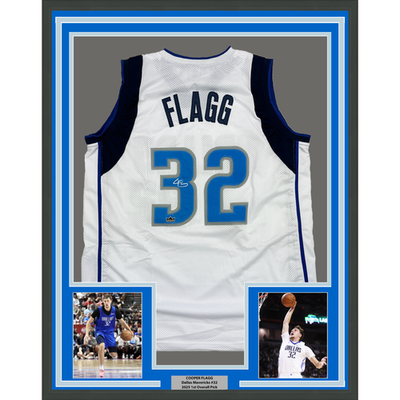 Framed Facsimile Autographed Cooper Flagg 35x39 Dallas White