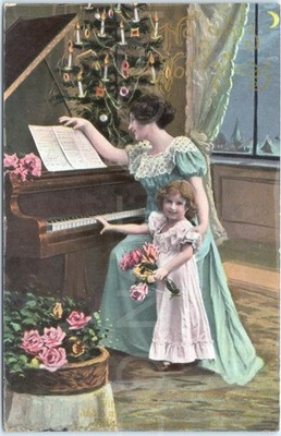Weihnachten künstlerische antike Postkarte Ringwood Hampshire Klavier England