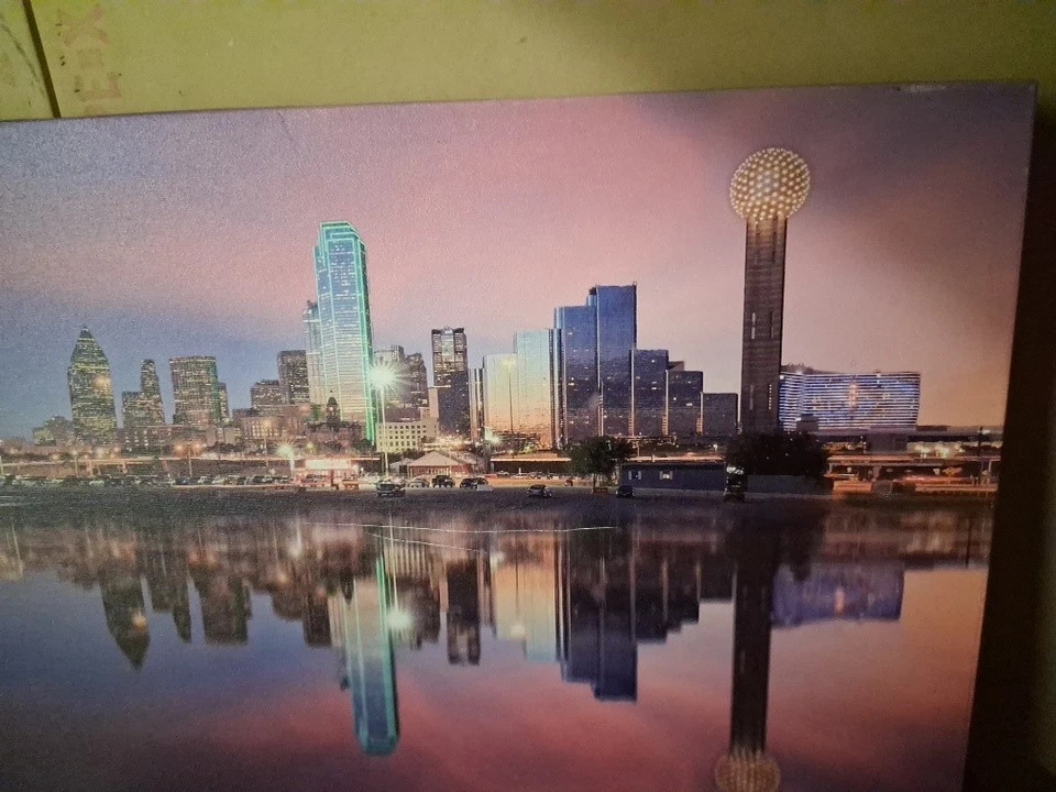 Lote de 4 arte de pared en lienzo Skyline Foto 3 de 4