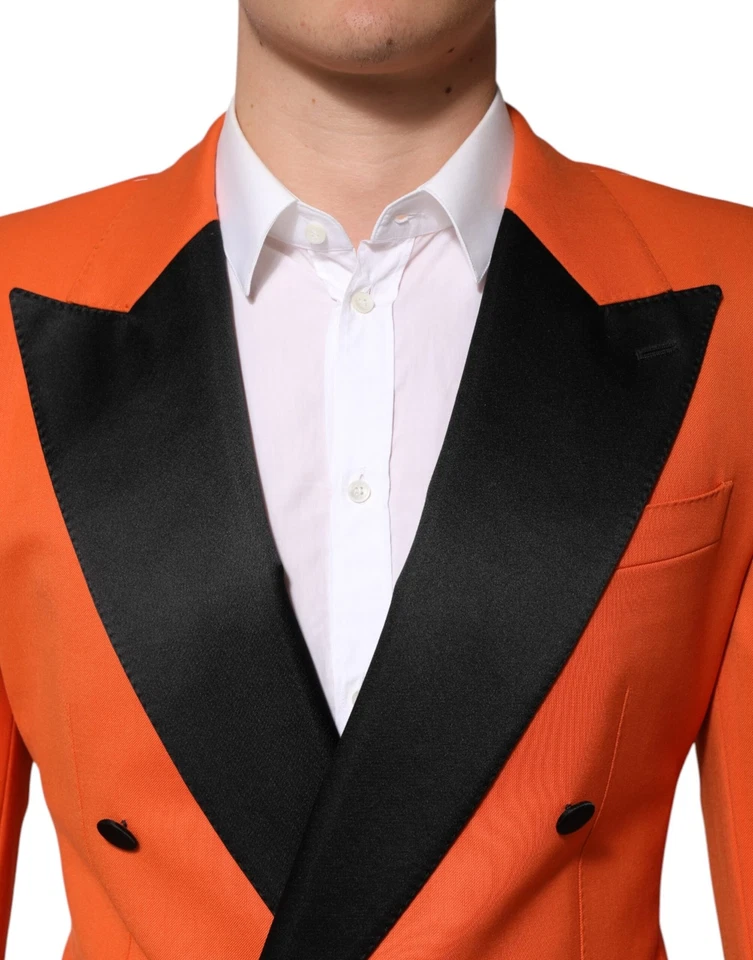 Auténtico Abrigo Hombre Dolce & Gabbana Naranja SICILIA Doble Pecho Blazer Foto 4 de 4