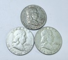 LOT OF 3 FRANKLIN SILVER HALF DOLLARS 90% SILVER FREE SHIPPING #10436 — photo 1