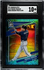 2021 Panini Donruss Optic #123 Freddie Freeman SGC 10 Green Dragon Prizm /88