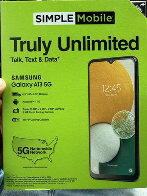 Simple Mobile Samsung Galaxy A13 5G 64GB Black 6.5'' Prepaid Smartphone Brand New