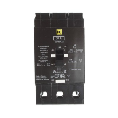 SQUARE D EDB34030 CIRCUIT BREAKER, EDB, 3-POLE, 30-AMP, 480Y/277V