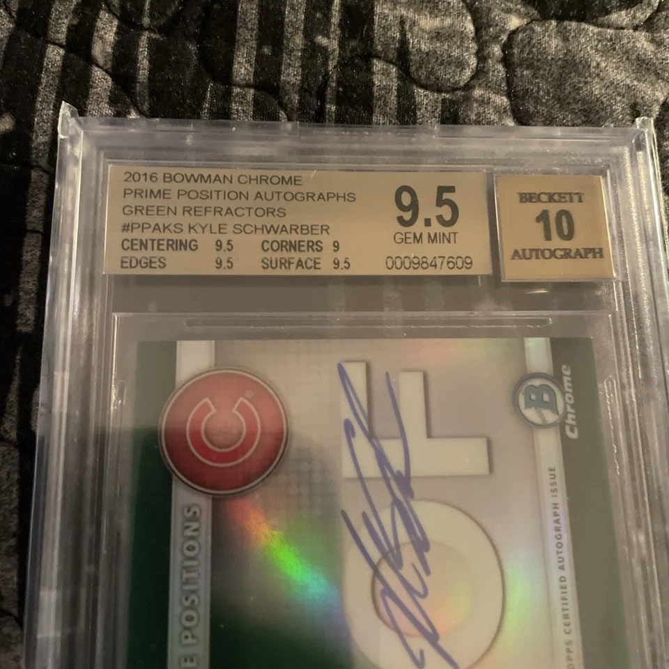 Bowman Chrome 2016⚾️Kyle Schwarber(R/C) coche/99green refractor BGS NINE.FIVE/TEN Foto 2 de 4