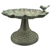 Wasserschale VogelträNke Vogelbad Vogelbecken GrüN Metall Garten 14X13X17Cm