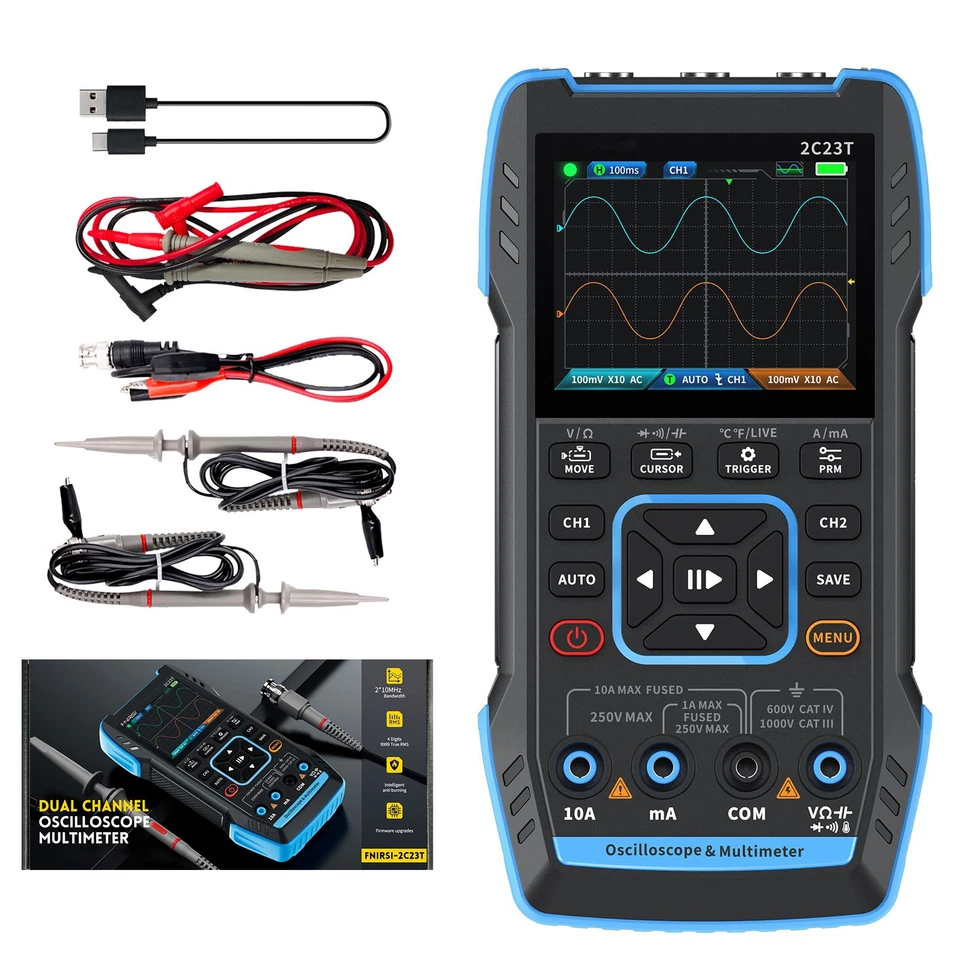 2-Kanal Digitale Oszilloskop 10MHZ 50 MSa/s Digitaloszilloskop Multimeter Tester - Bild 2 von 4