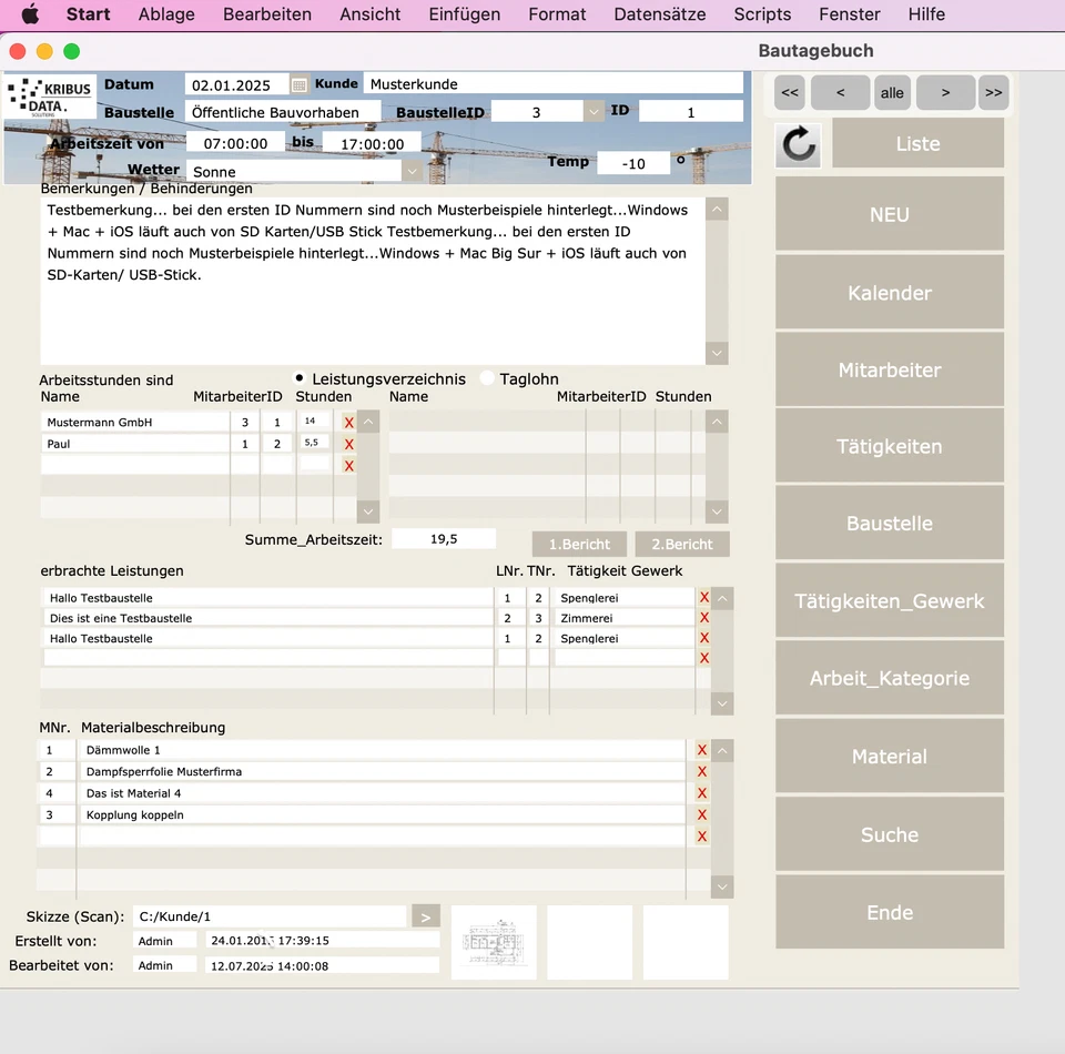 Bautagebuch Programm Baustellen Baubranche Bau Tagesbericht Handwerk Mac macOS W - Bild 3 von 4