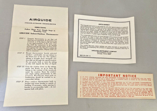 Airguide Indoor Outdoor Thermometer Unused AS IS Inside temp stuck Parts Only - Picture 7 of 12